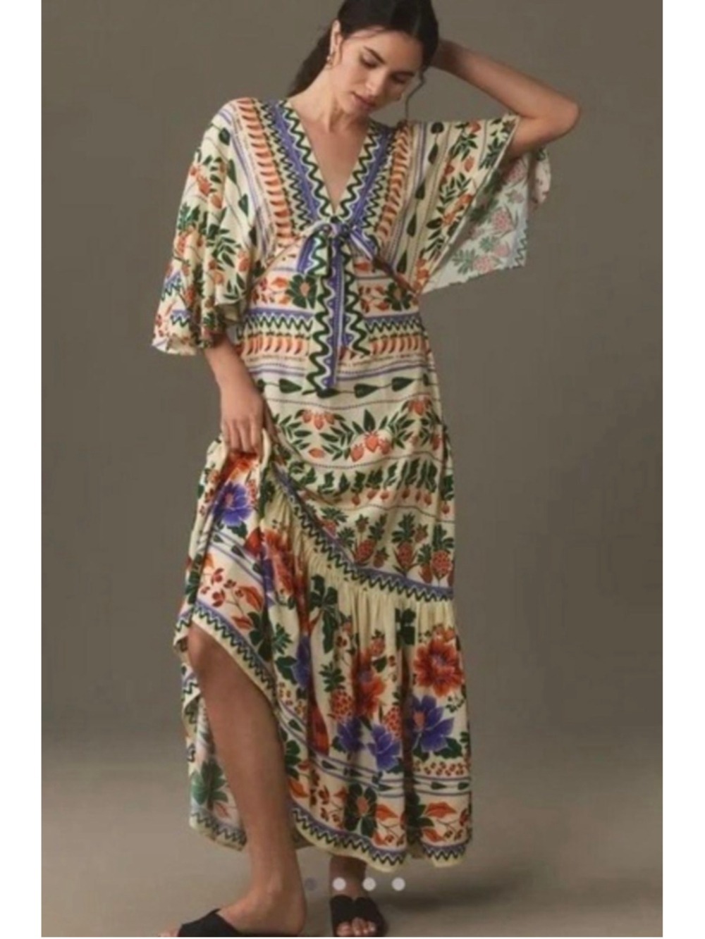Farm Rio V-Neck Kaftan Maxi Dress Size S NWT - Picture 1 of 11